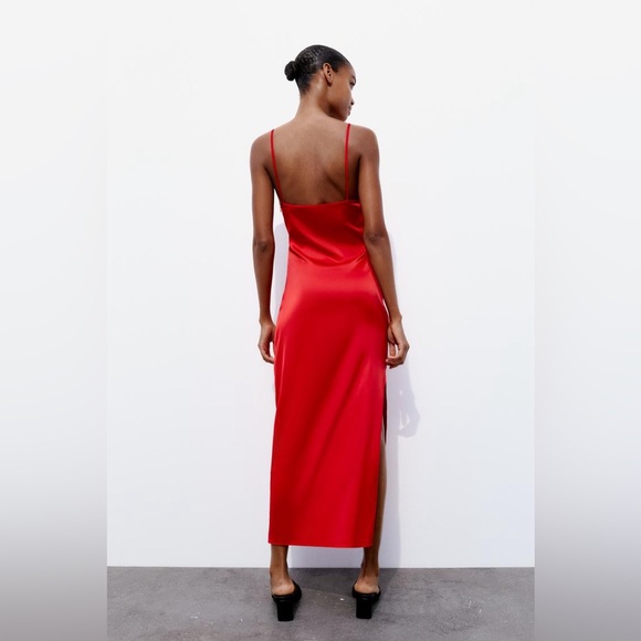 Zara Tied Satin Effect Dress L - Picture 5 of 9